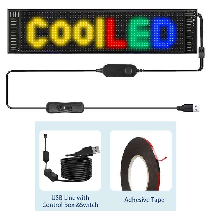 LED Matrix Panel Customizable Display Screen for Car Windows-Size 348x102mm