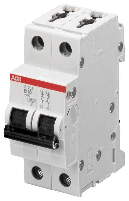 Abb (S202-D6) Thermal Magnetic Circuit Breaker, 6 A, 2 Pole
