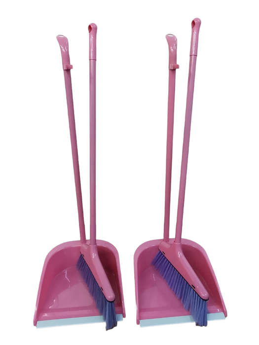 2 Pairs of Long Handle Broom and Dustpan