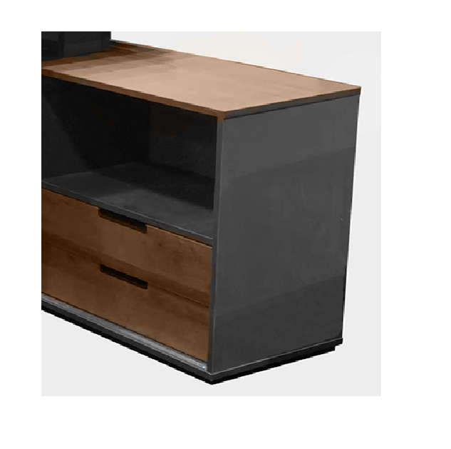 Modern L- shaped office desk with storage drawers