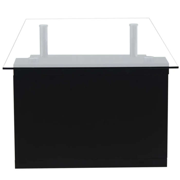 Coffee Tables - Tempered Glass Top - Wooden Base - Black