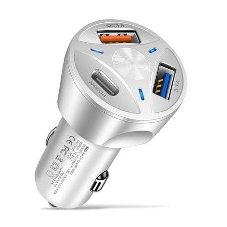 Fast 3 Ports USB C Car Charge PD 20W
