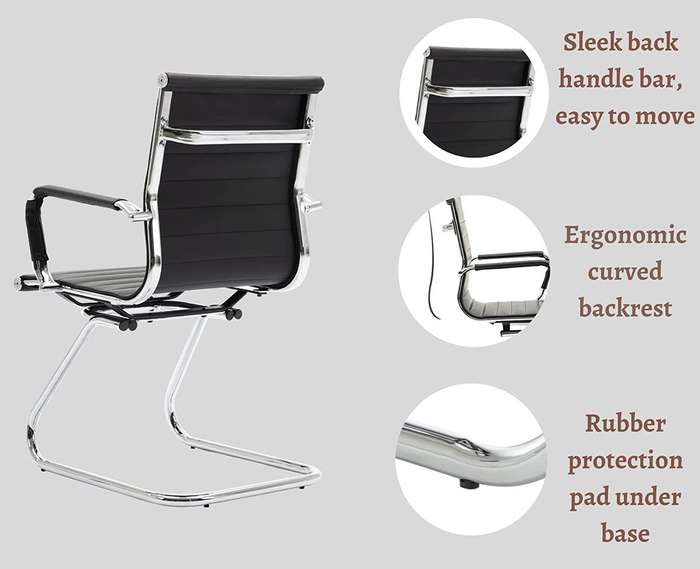 Office Chair - Ribbed Leather Guest Mid Back