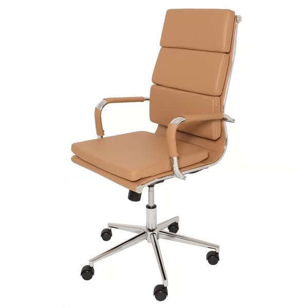 Office Chairs -PU Leather High Back Executive - Camel (Brown) Colour