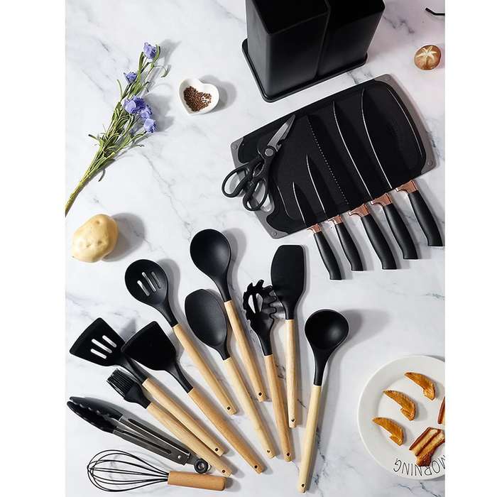 9-Piece Kitchen Cookware Set, High-Temperature Safe Silicone Cookware