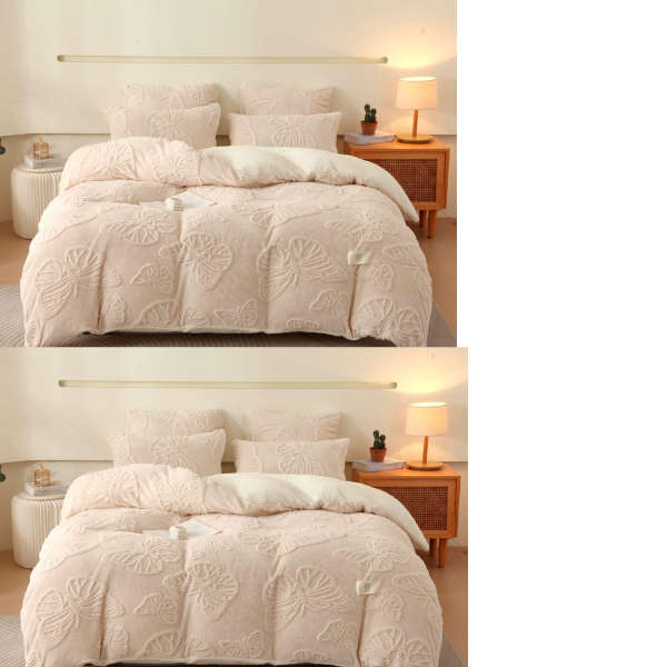 5 Piece Butterfly Geometric Comforter - Beige