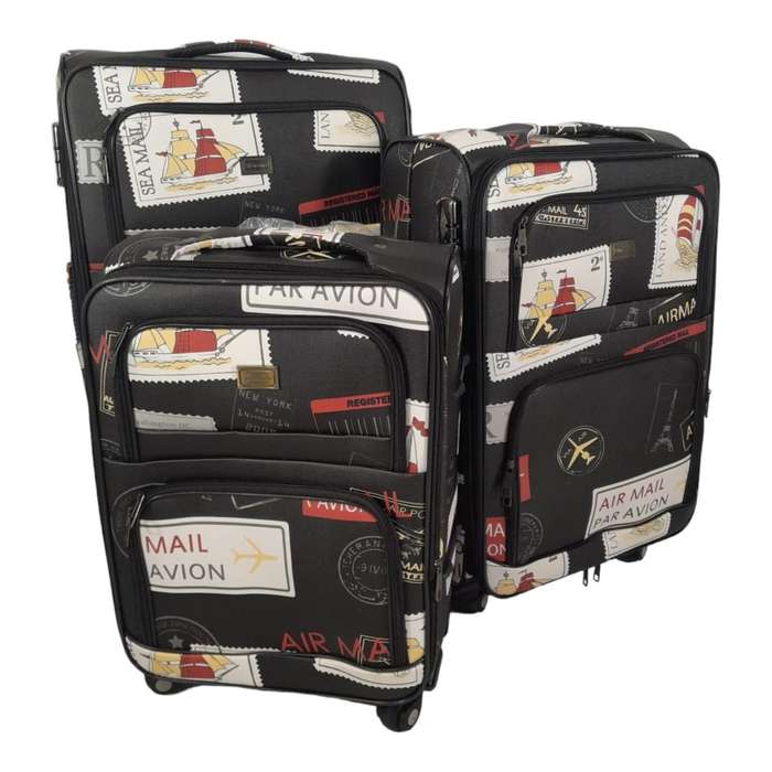 Stylish Luggage Bag - PU Leather Travel Suitcases - Boat - Set of 3