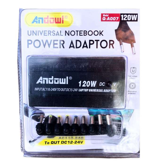 Universal Notebook Power Adaptor With 9 Plugs Blac