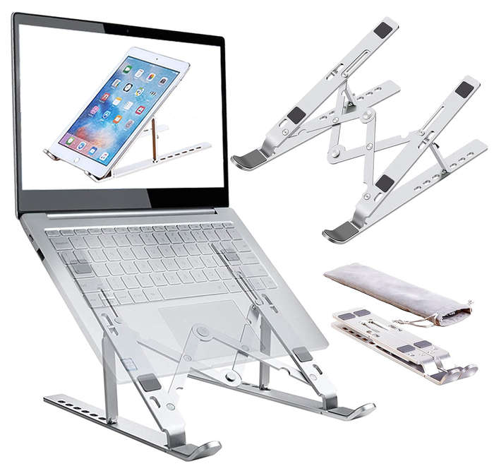 Silver Folding Bracket Laptop Stand