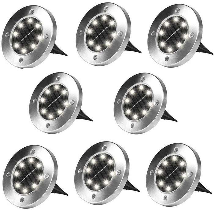 Solar Ground Light Waterproof - Pack Of - 8 Ground Garden Light Spot Light