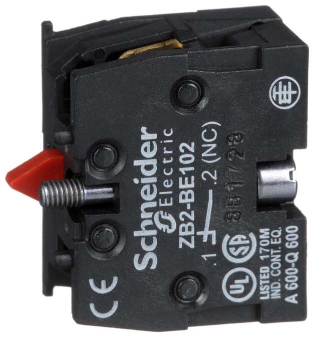 Schneider Electric (ZB2BE102) Contact Block, 10 A, 600 V, 1 Pole