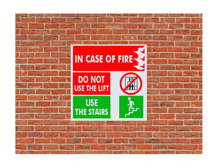 In Case of Fire Do Not Use Lift Use Stairs - ABS SAFETY SIGN BOARD