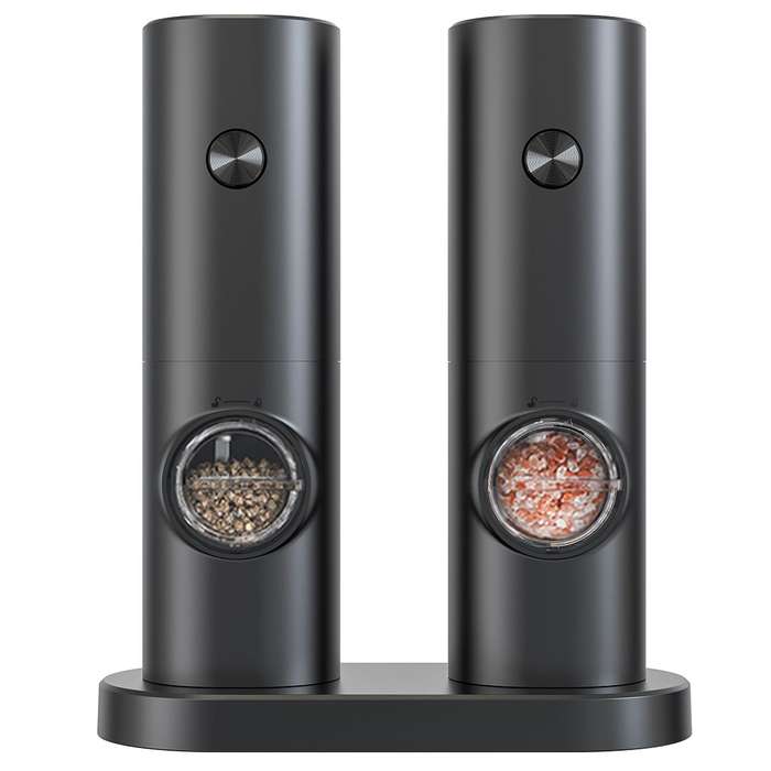 LED Electric Spice Grinder Set 2 Pack Salt and Pepper Mill with Stand