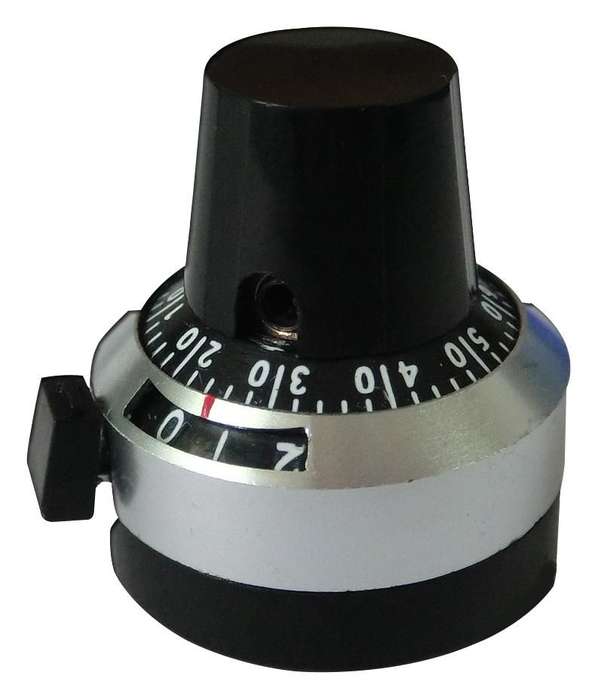 Arcol (ACD22 6.35-10) Counting Dial, 10 Turns, 6.35 mm, Satin Chrome