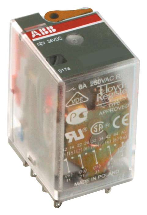 Abb (1SVR405618R7100) Power Relay, Interface, 4PDT, 110 VAC, 6 A, CR-M