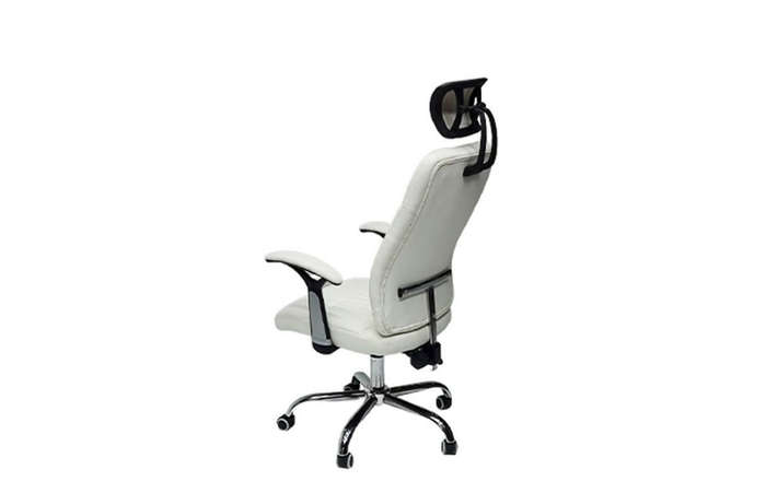 Reclining Office Chair With Head and Arm Rests - White Colour