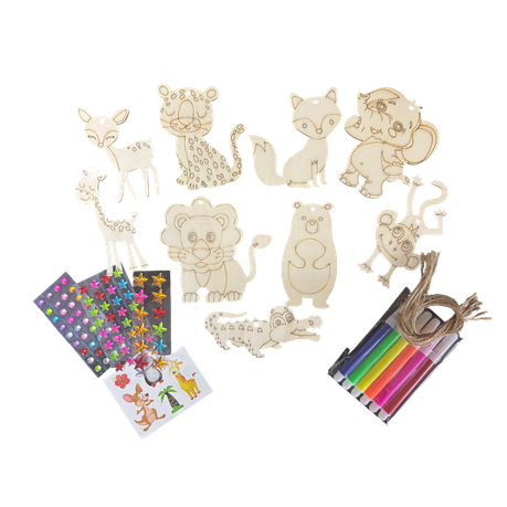 Paint Your Own - Wild animals - 9 Creations Wood Craft Kit For Kids