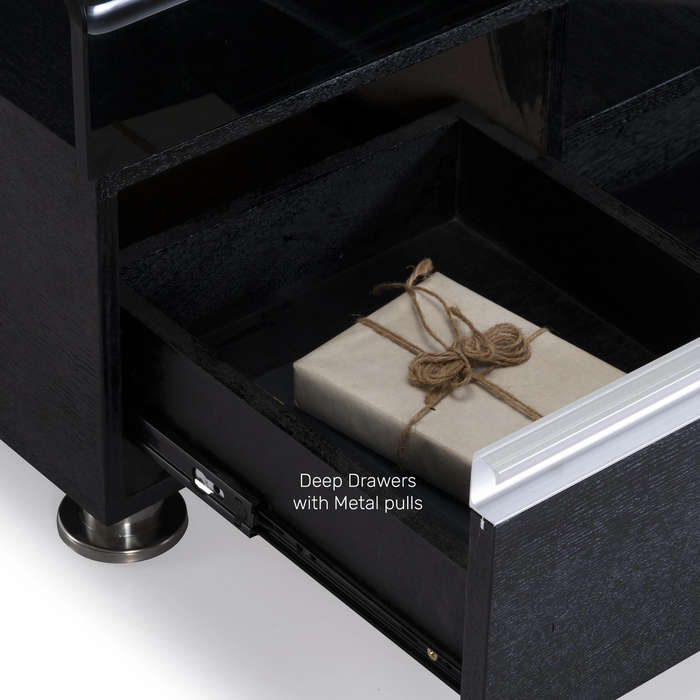 Coffee Tables -Tempered Glass Top -Wooden Base - Black Colour