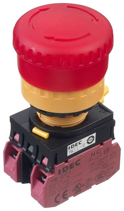 Idec (YW1L-V4E02Q4R) Emergency Stop Switch, DPST-NC, Push-Pull