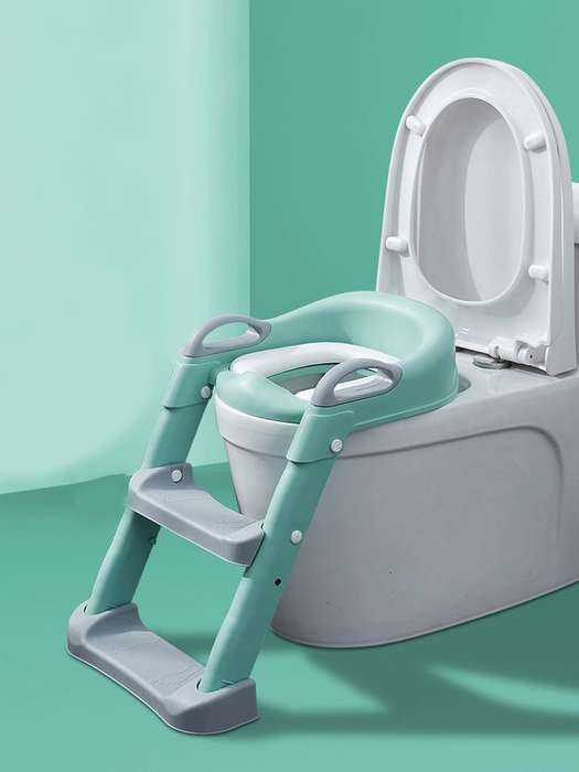 Foldable Children Potty Training  Toilet Seat Ladder Step With Soft  PU Pad