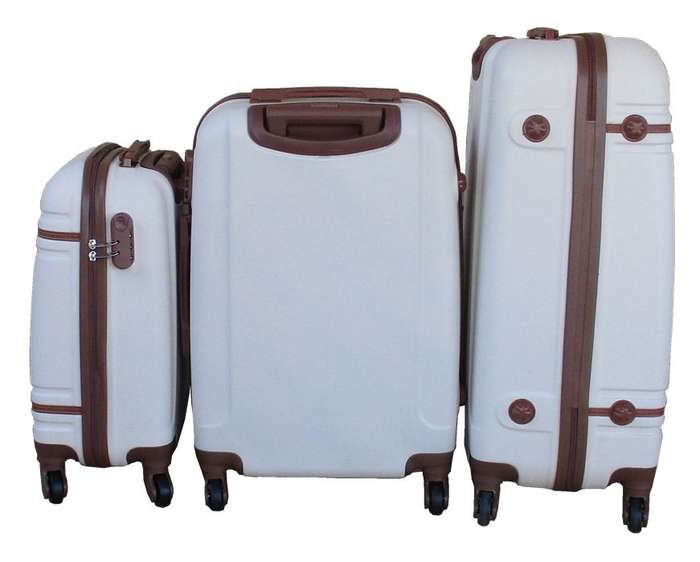 3 Piece Travel Luggage Suitcase Bag Set - White