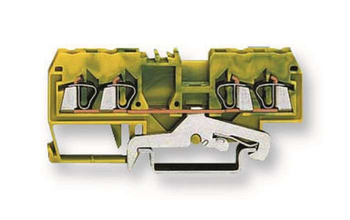 Wago (280-837) DIN Rail Mount Terminal Block, 4 Ways, 28 AWG, 12 AWG