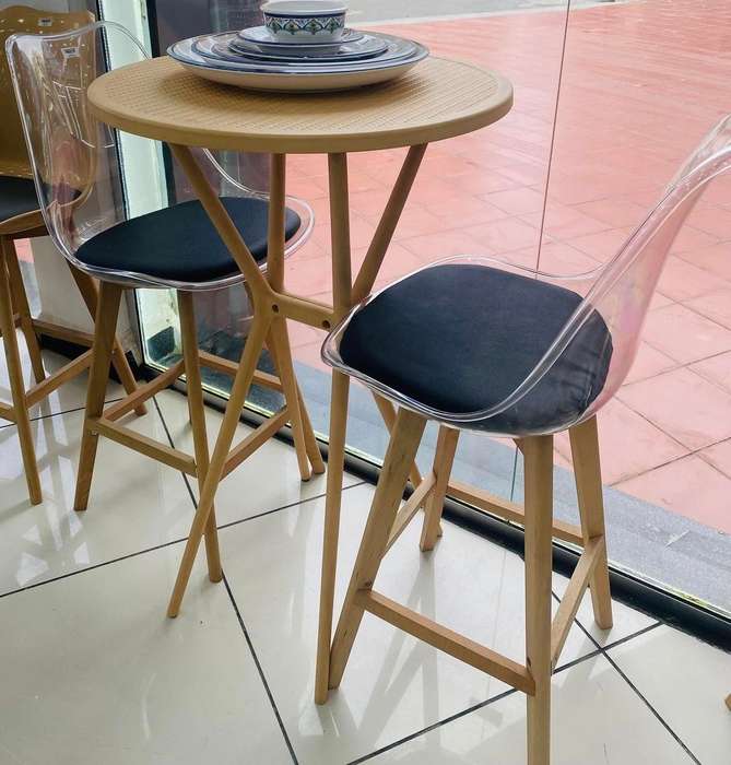 Transparent High Bar stools- Ergonomic & Elegant Design- Transparent Black