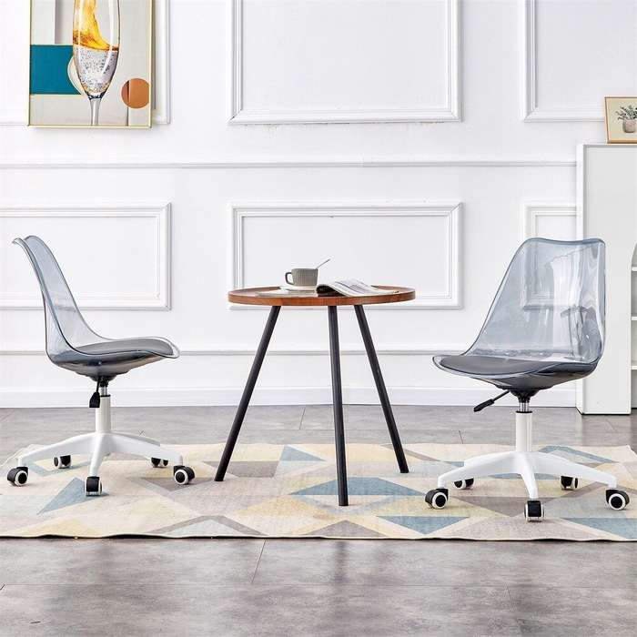 2-Piece Acrylic Office Desk Chair -Transparent-Black