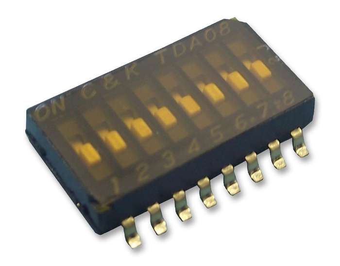 C&K Components (TDA08H0SB1) DIP / SIP Switch, SPST, 24 VDC, 25 mA