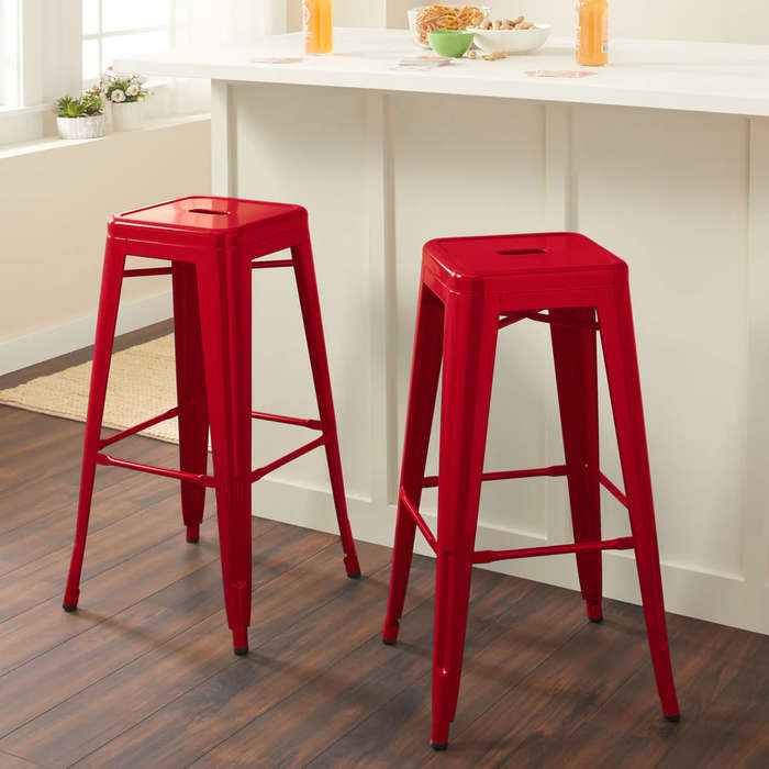 Metal Stackable Bar Stools-Black,White or Red