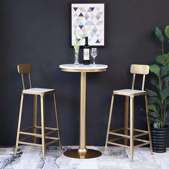 Elegant Gold Round Table with Metal Legs