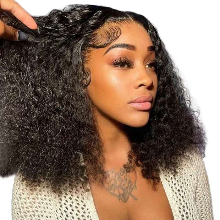 14" Peruvian Hair Waterwave Glueless Curly Wig-Full Lace Frontal Wig