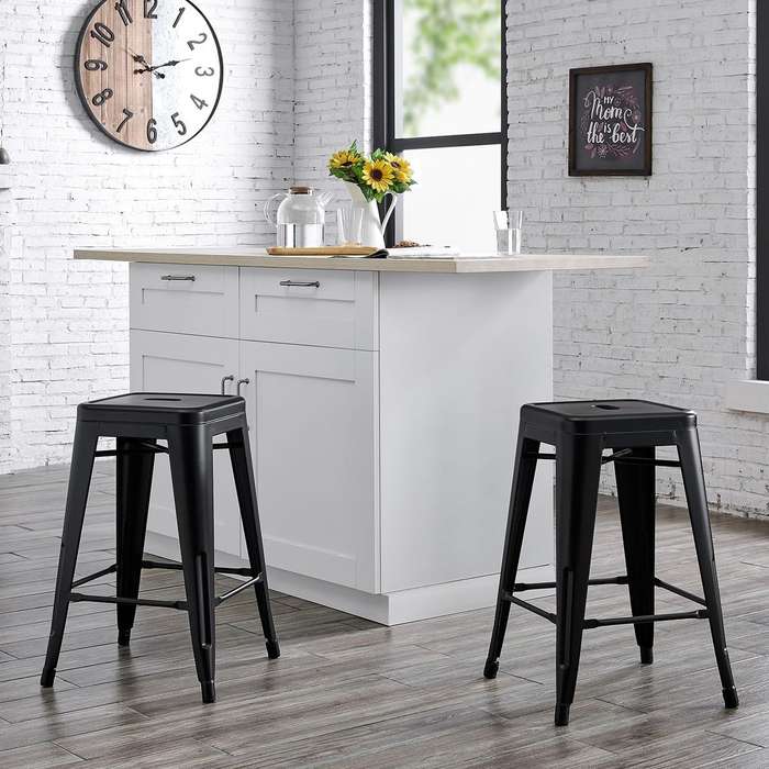 Metal stackable bar stools- 2 Pack - Black