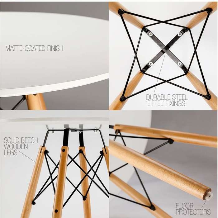 Round Wooden Legs Round Table - T08-80-Black, Grey or White