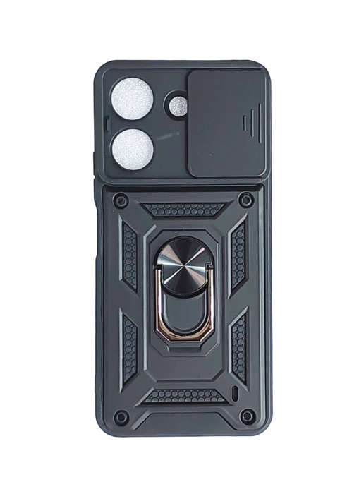 Shockproof Case with Sliding Camera Protection for Redmi 13c - Black & Red