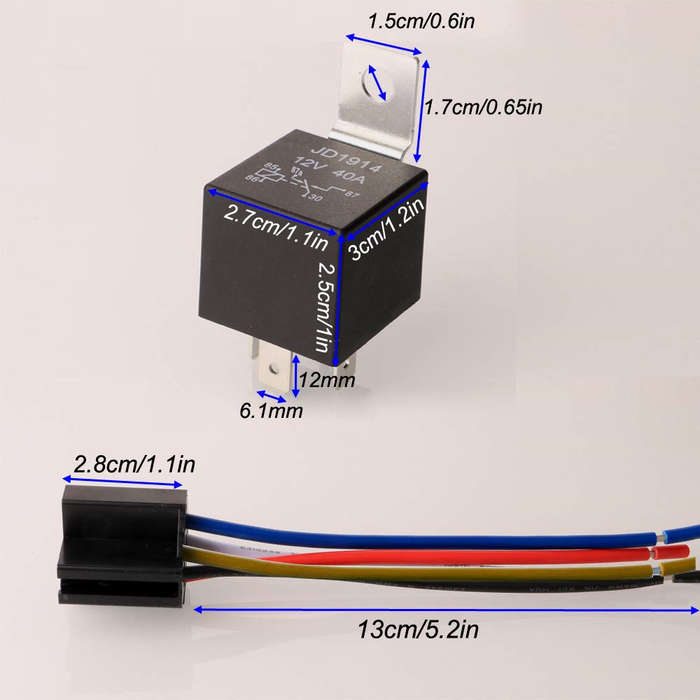 4 Pack Heavy Duty Automotive Waterproof Relay And Wiring Harness (5-PIN)