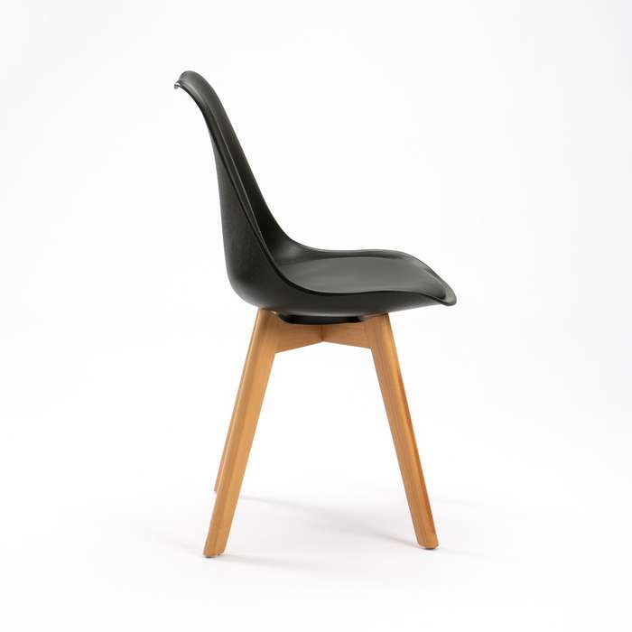 Emily Wooden Leg Dining Chair - Black