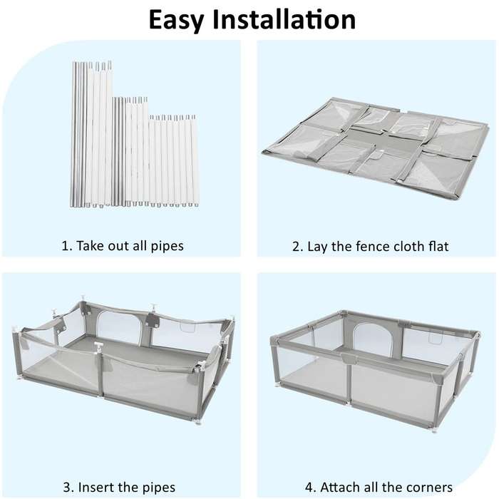 Baby Playpen Activity Center Set-grey