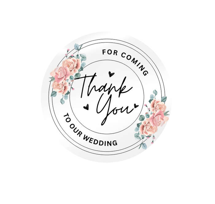 Wedding Favor Stickers - Clear Thank You For Coming - Pack of 200