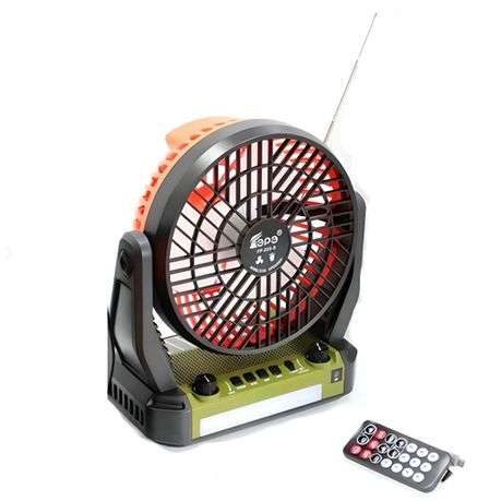 Desktop cooling fan with bluetooth speakers, LED light, and radio