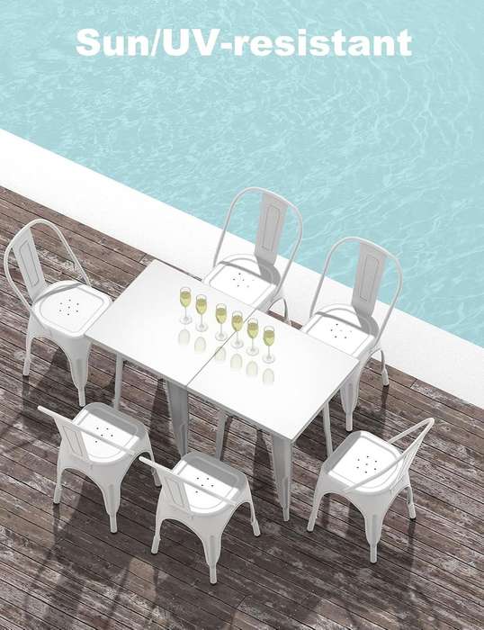 Metal stackable chair outdoor/indoor use- - White - 6 Pack