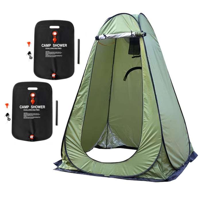 Pop-Up Camping Shower Tent With Solar Shower Bag