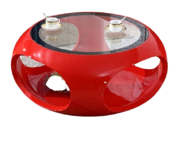 Glass Top Round Coffee Table-Black, white or red
