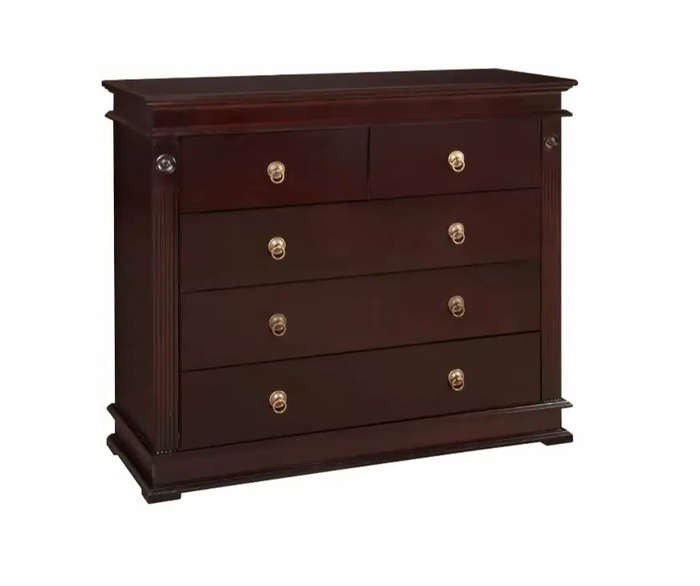 Rectangular stain resistant chest of drawers in Mahogany