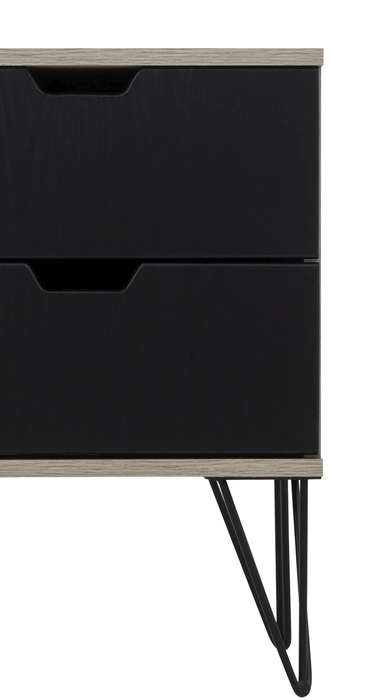 2 Draw Pedestal-Engineered Wood Bedside Table - Black/Brown