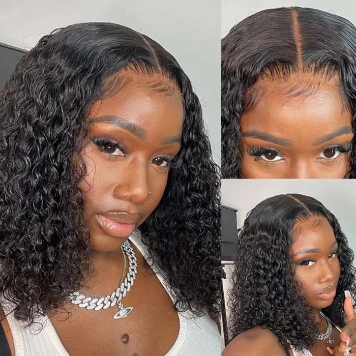 14" Peruvian Hair Waterwave Glueless Curly Wig-Full Lace Frontal Wig