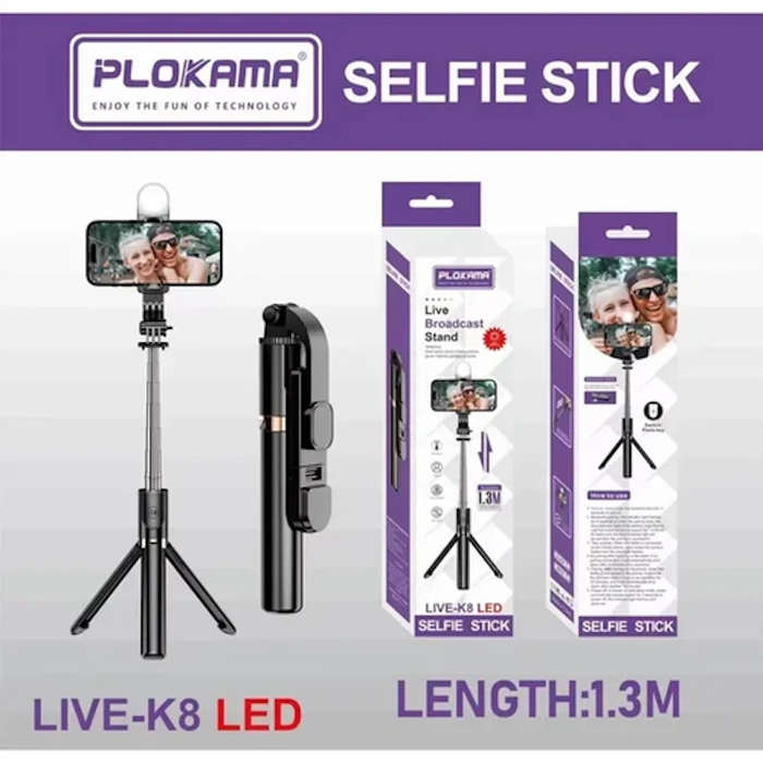 Phone Tripod Stand, Strechable Tripod Led Light With Bluetooth Remote -1.3m