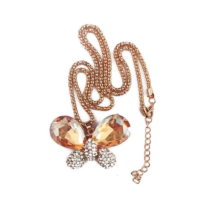 Butterfly Pendant Necklace For Women - Brown