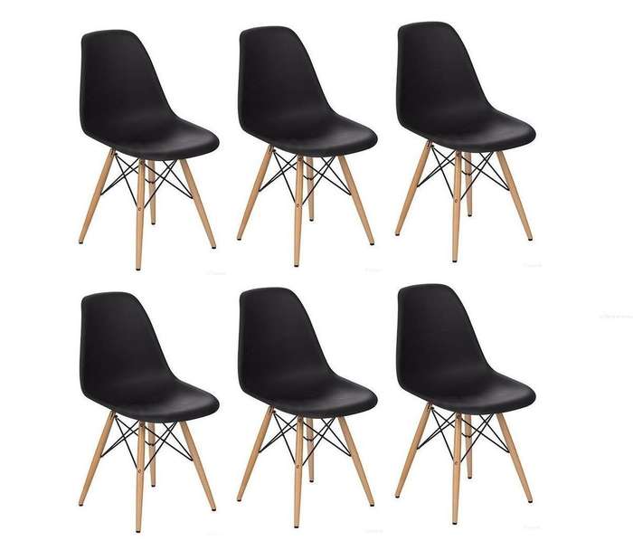 6 x Wooden Leg Black Cafe Chair