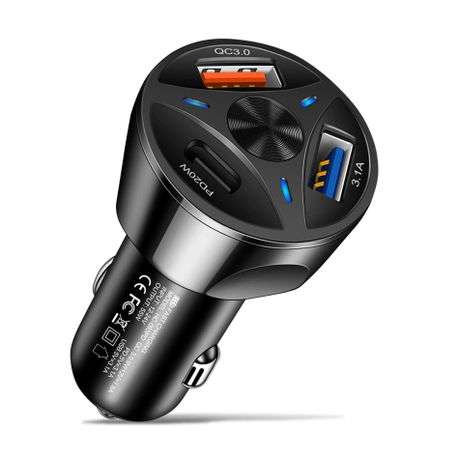 Fast 3 Ports USB C Car Charge PD 20W